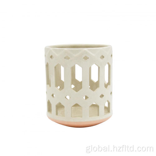 Candle & Tealight Holder White Ceramic Candle Holder with Pink Bottom Supplier